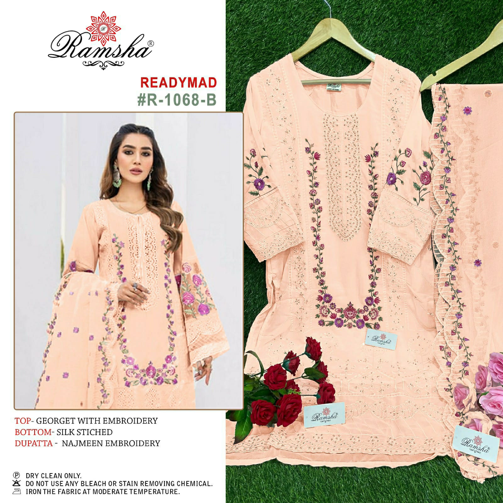R-1068-B Ramsha Pakistani Readymade Suits
