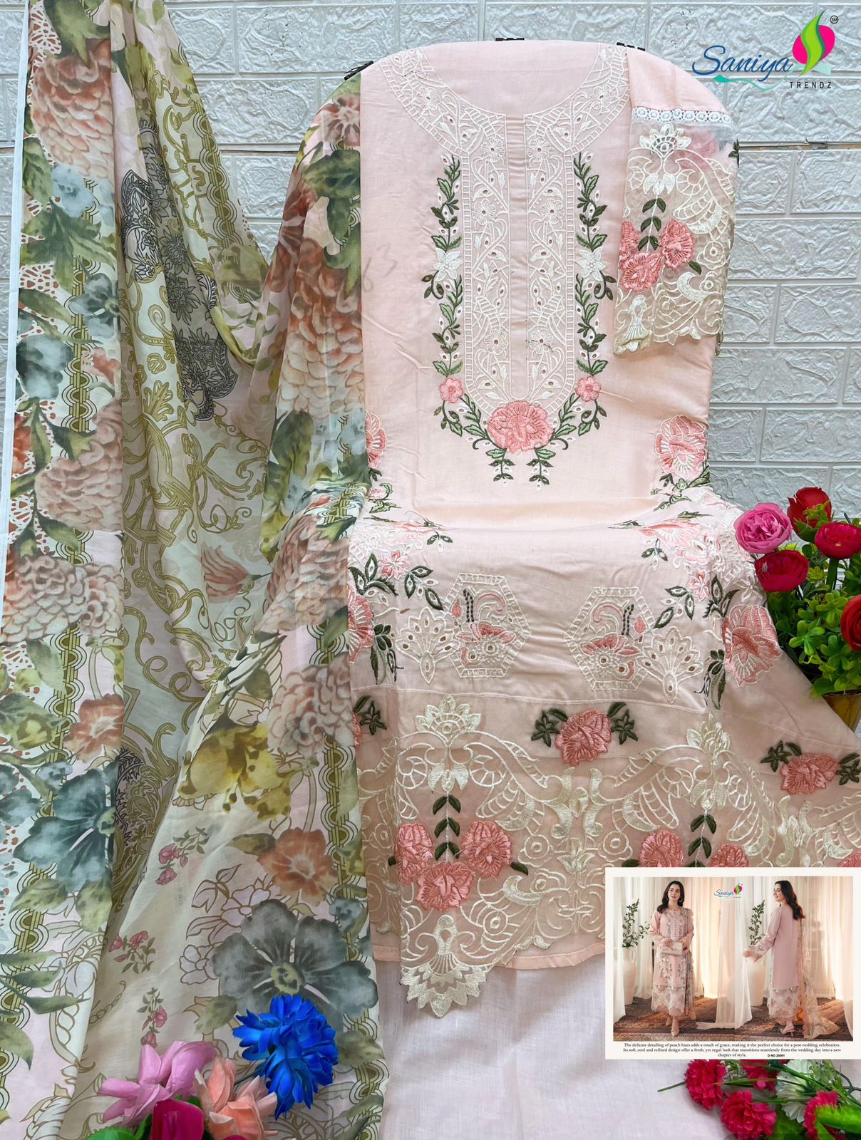 25001 Pink Saniya Trendz Cotton Pakistani Salwar Suits