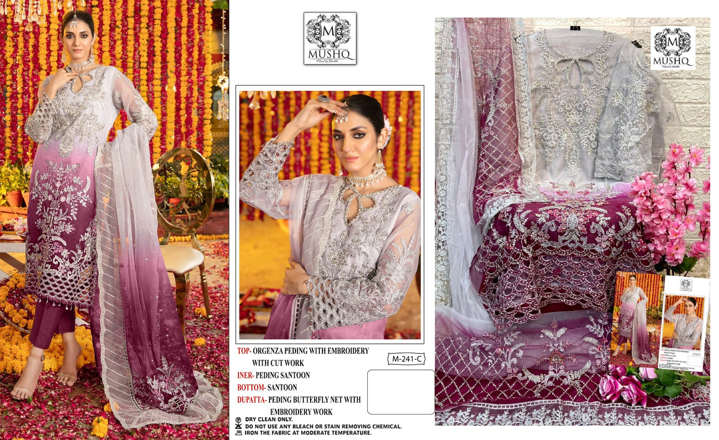 M-241-C Mushq Pakistani Salwar Suits
