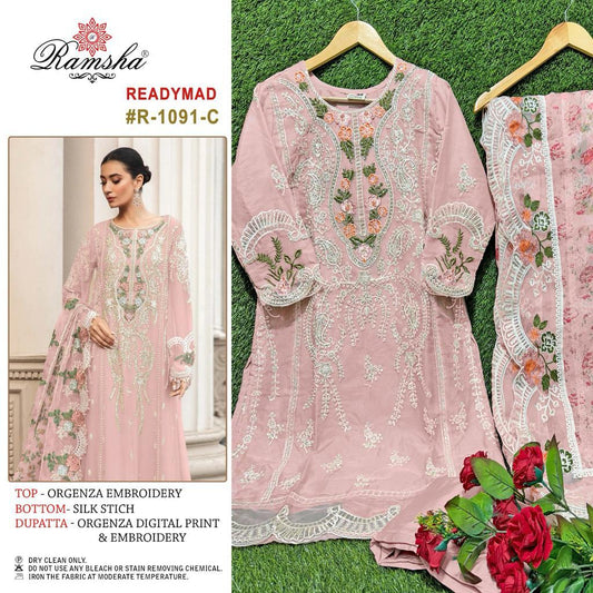 R-1091C Ramsha Pakistani Readymade Suits