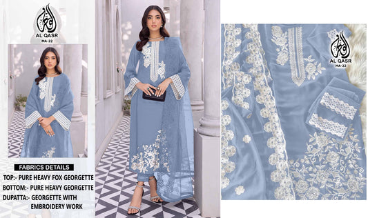 Ma-22 Sky Blue Al Qasr Pakistani Readymade Suits