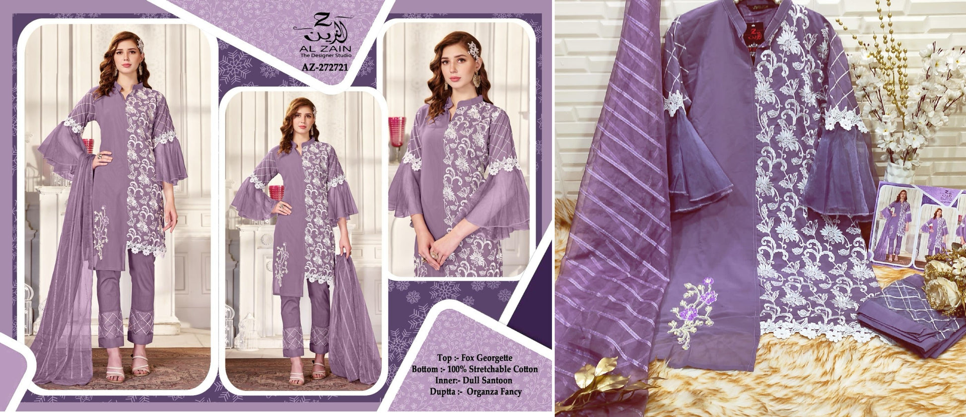 272721 Violet Al Zain Pakistani Readymade Suits