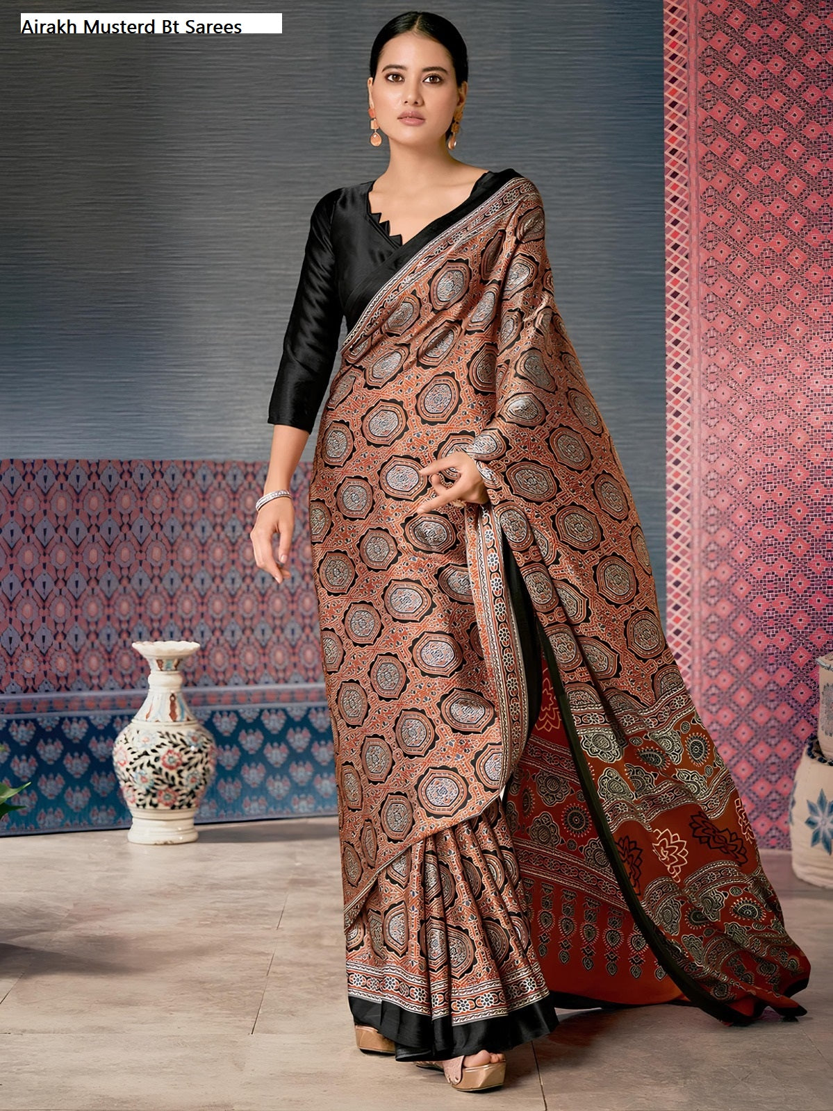 Ajrakh Musted Bt Sarees