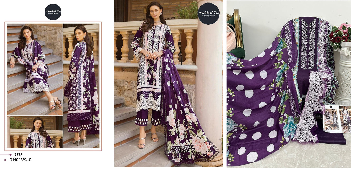 1393C Elaf Chikankari Mehboob Tex Pakistani Salwar Suits