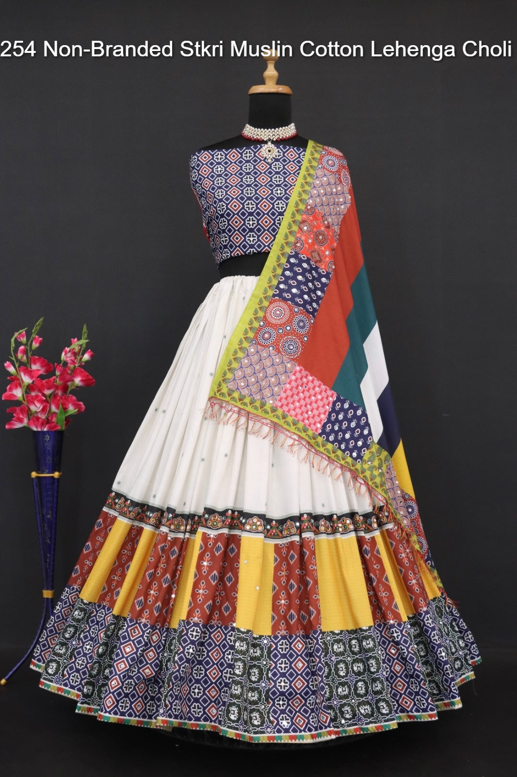 254 Non-Branded Stkri Muslin Cotton Lehenga Choli