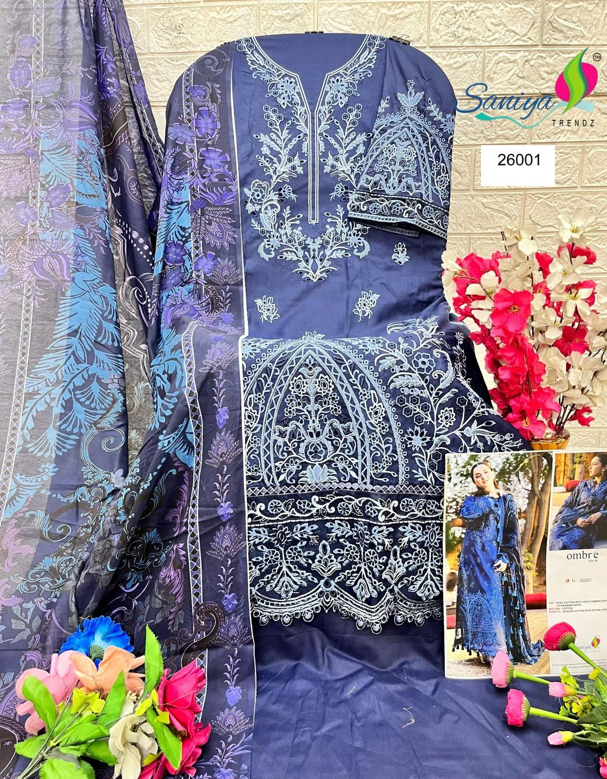 26001 Blue Saniya Trendz Cotton Pakistani Salwar Suits