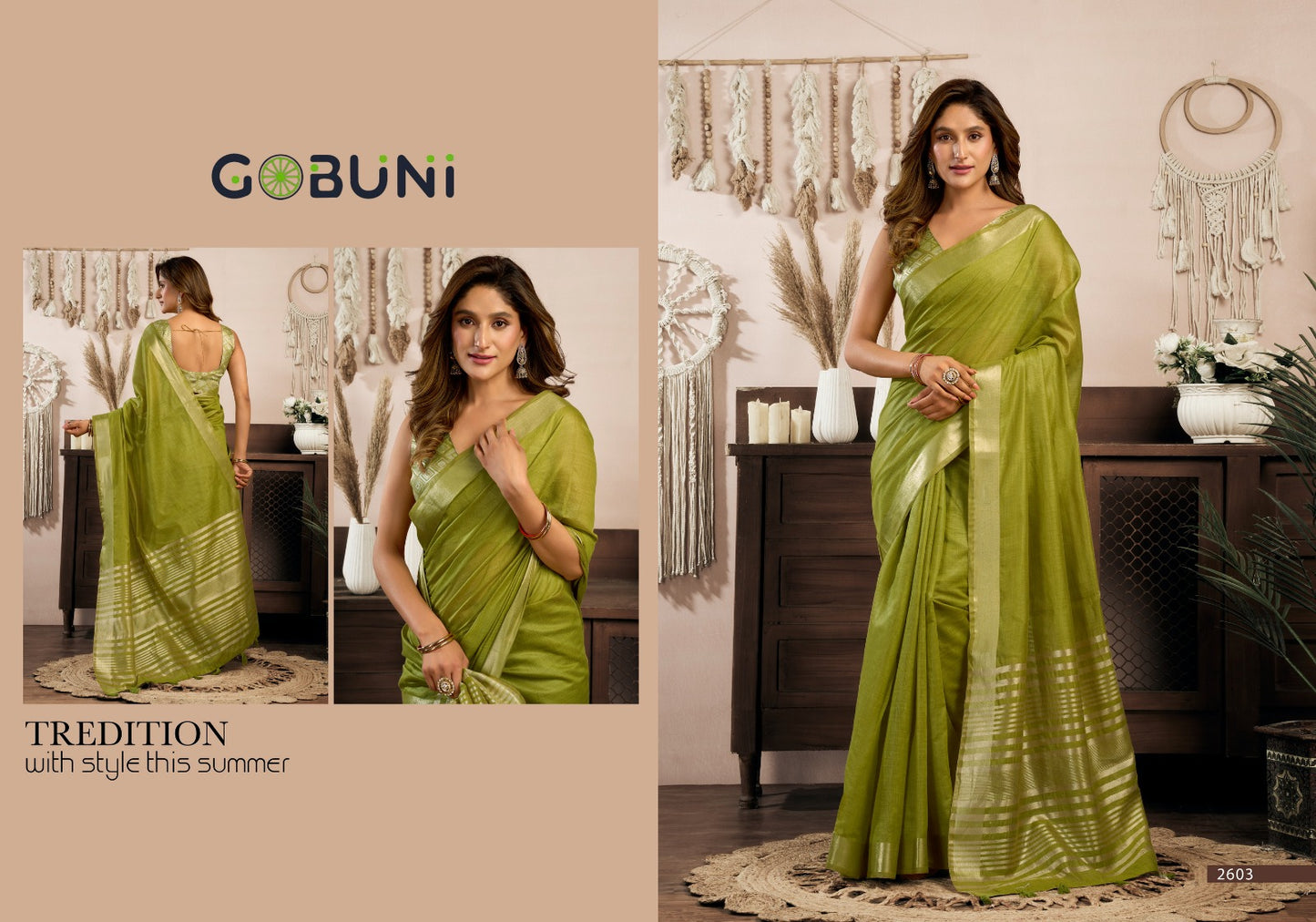2603 Srividya Gobuni Khadi Cotton Sarees