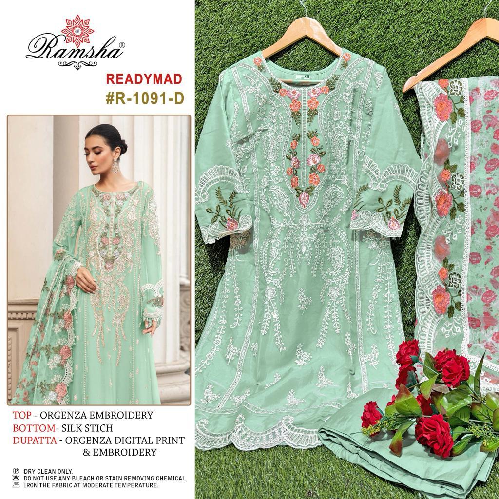 R-1091D Ramsha Pakistani Readymade Suits