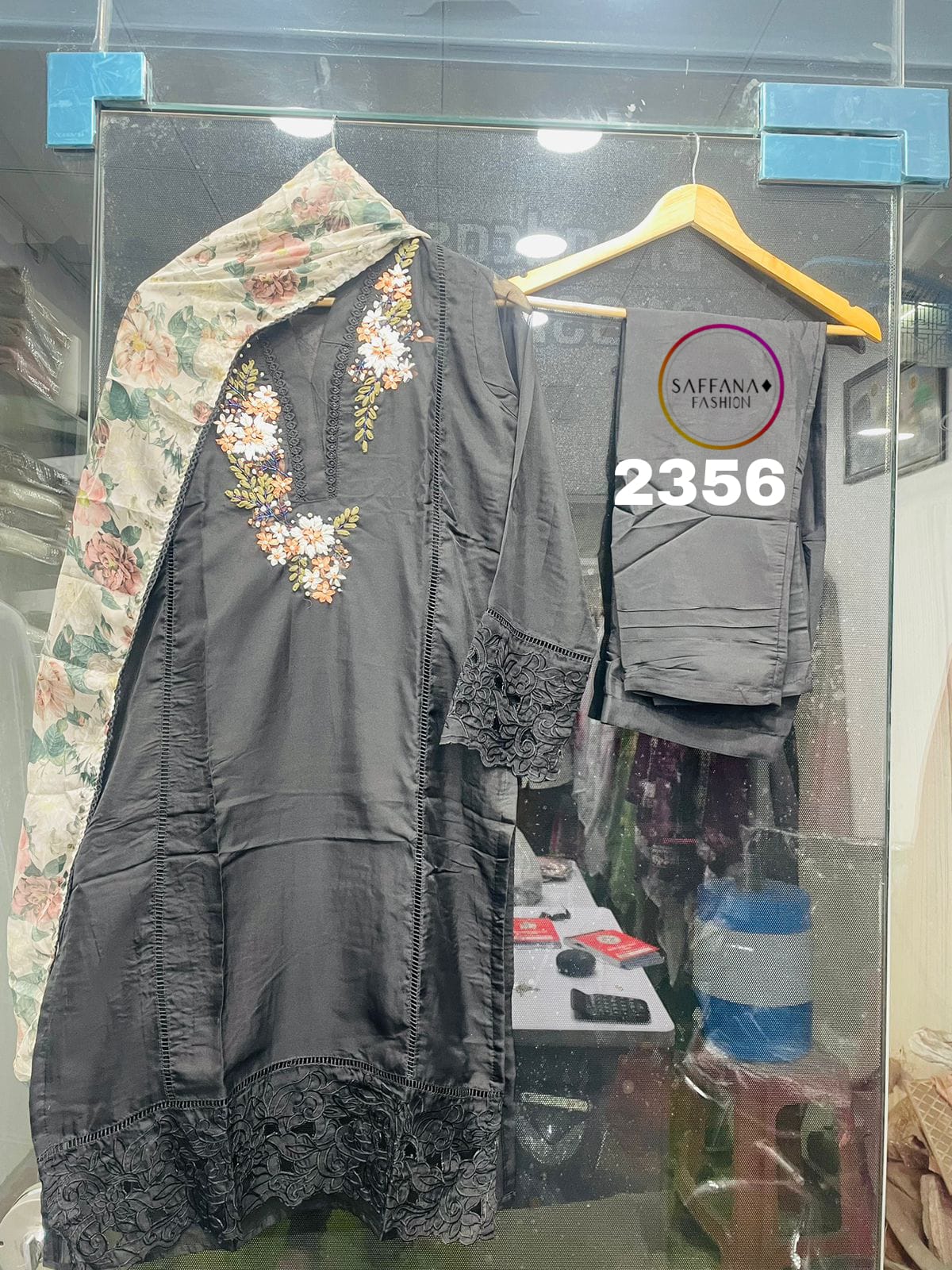 2356Gray Saffana Pakistani Readymade Suits