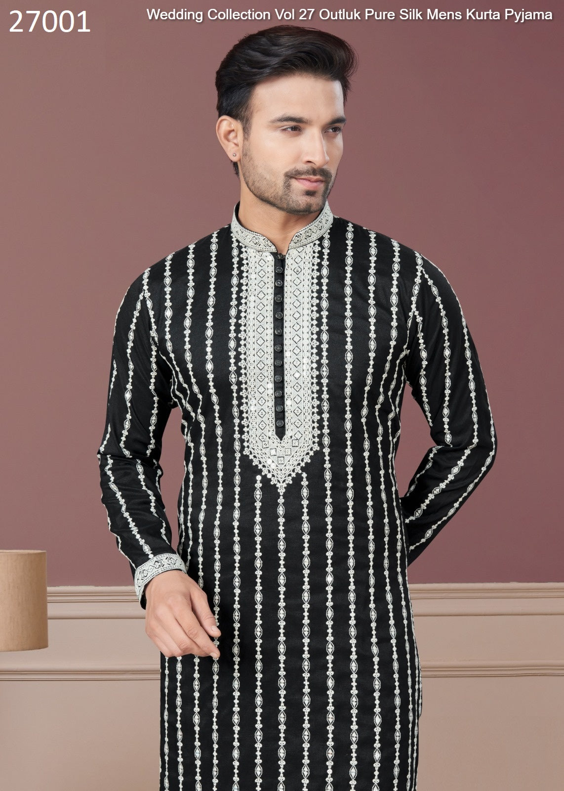 27001 Wedding Collection Vol 27 Outluk Pure Silk Mens Kurta Pyjama