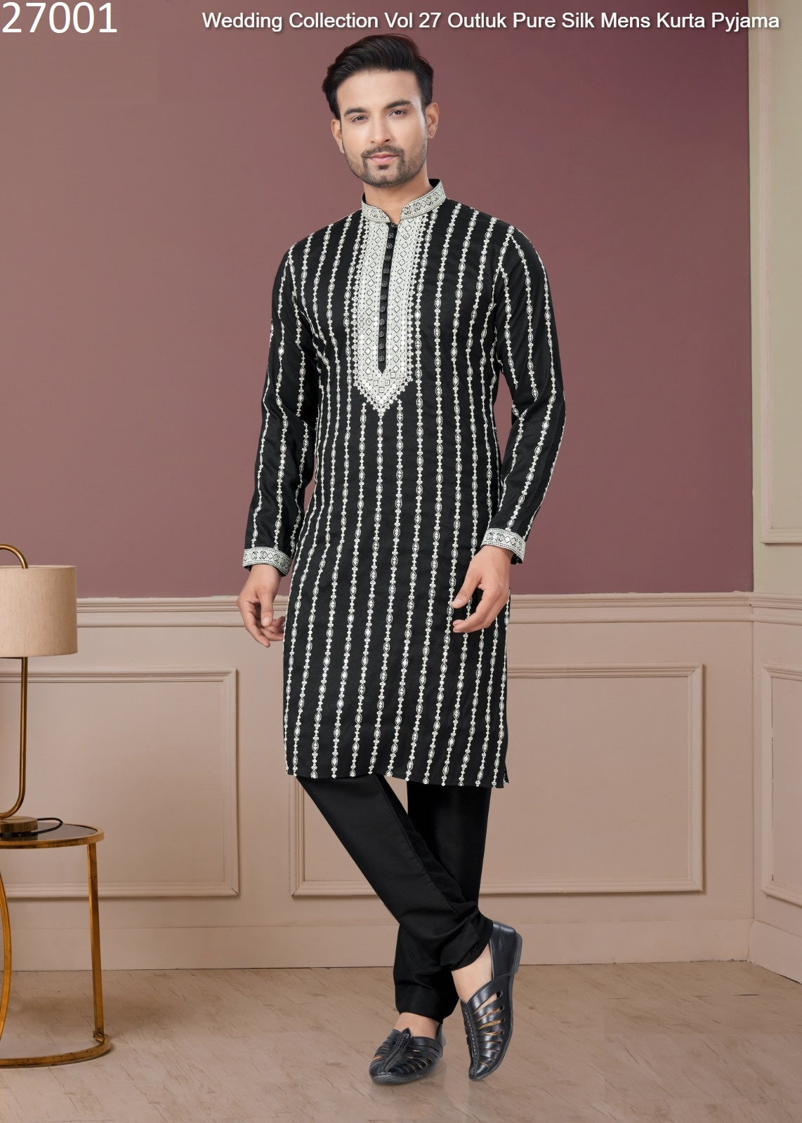 27001 Wedding Collection Vol 27 Outluk Pure Silk Mens Kurta Pyjama