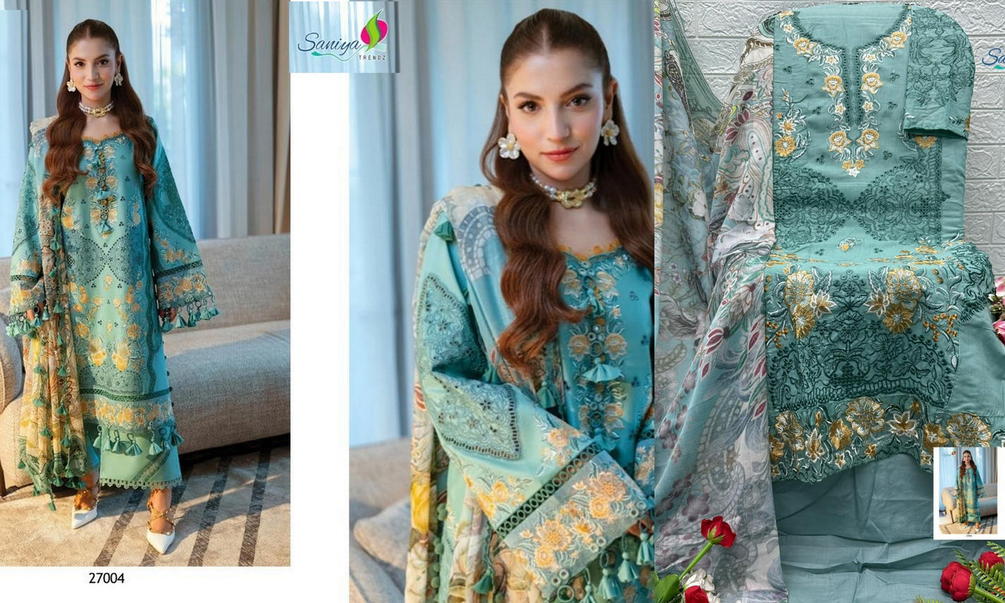 27004 Ombre Vol 27 Saniya Trendz Pure Cotton Pakistani Salwar Suits