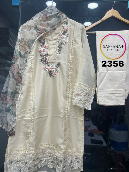 2356Off White Saffana Pakistani Readymade Suits