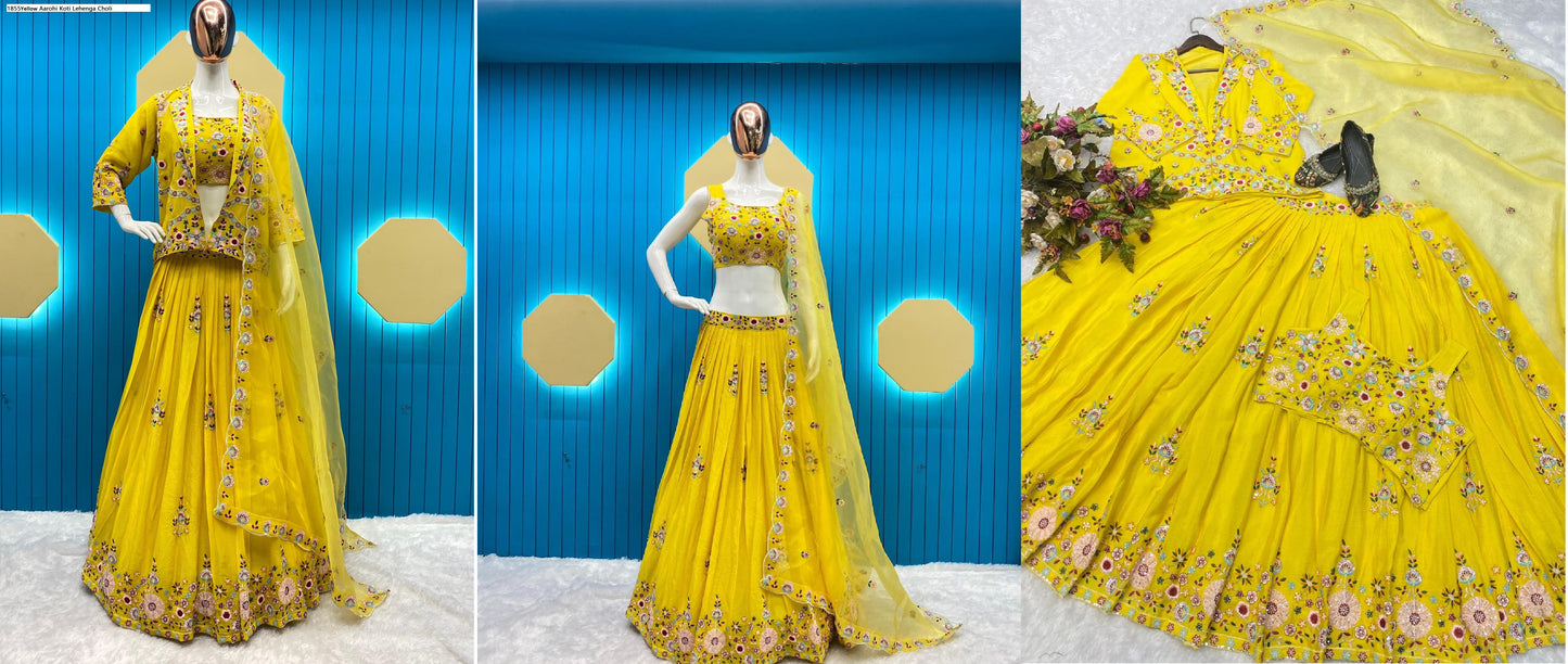 1855Yellow Aarohi Koti Lehenga Choli