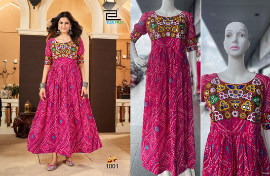 1001 Lehariyo Gamthi Work Bluehills One Piece Gown