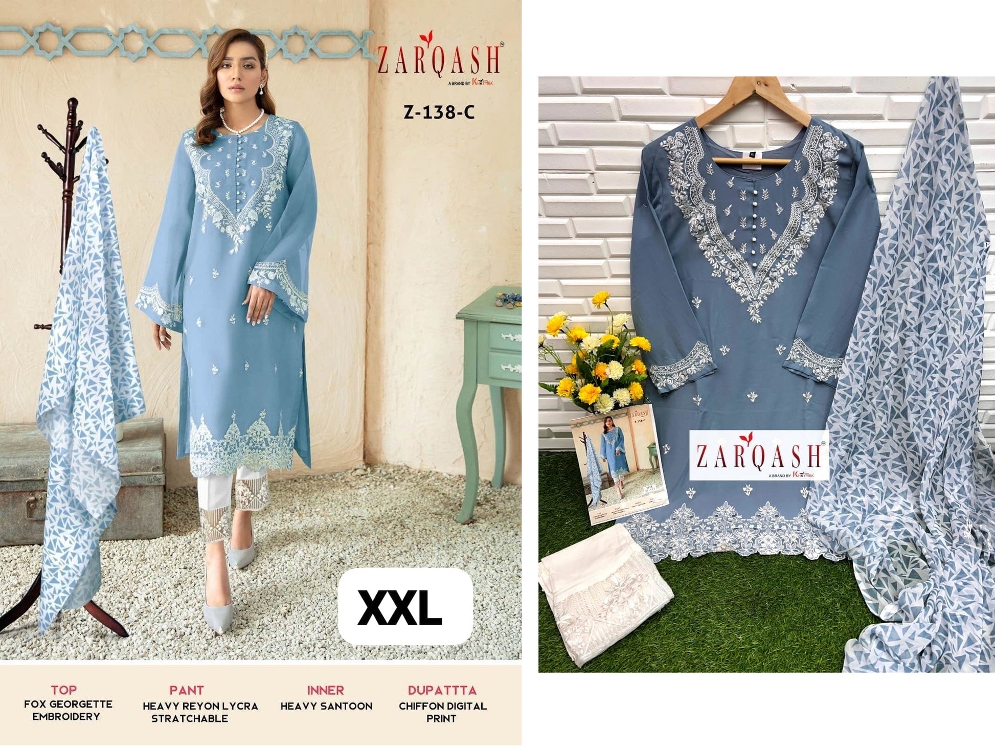 Z-138C Zarqash Pakistani Readymade Suits