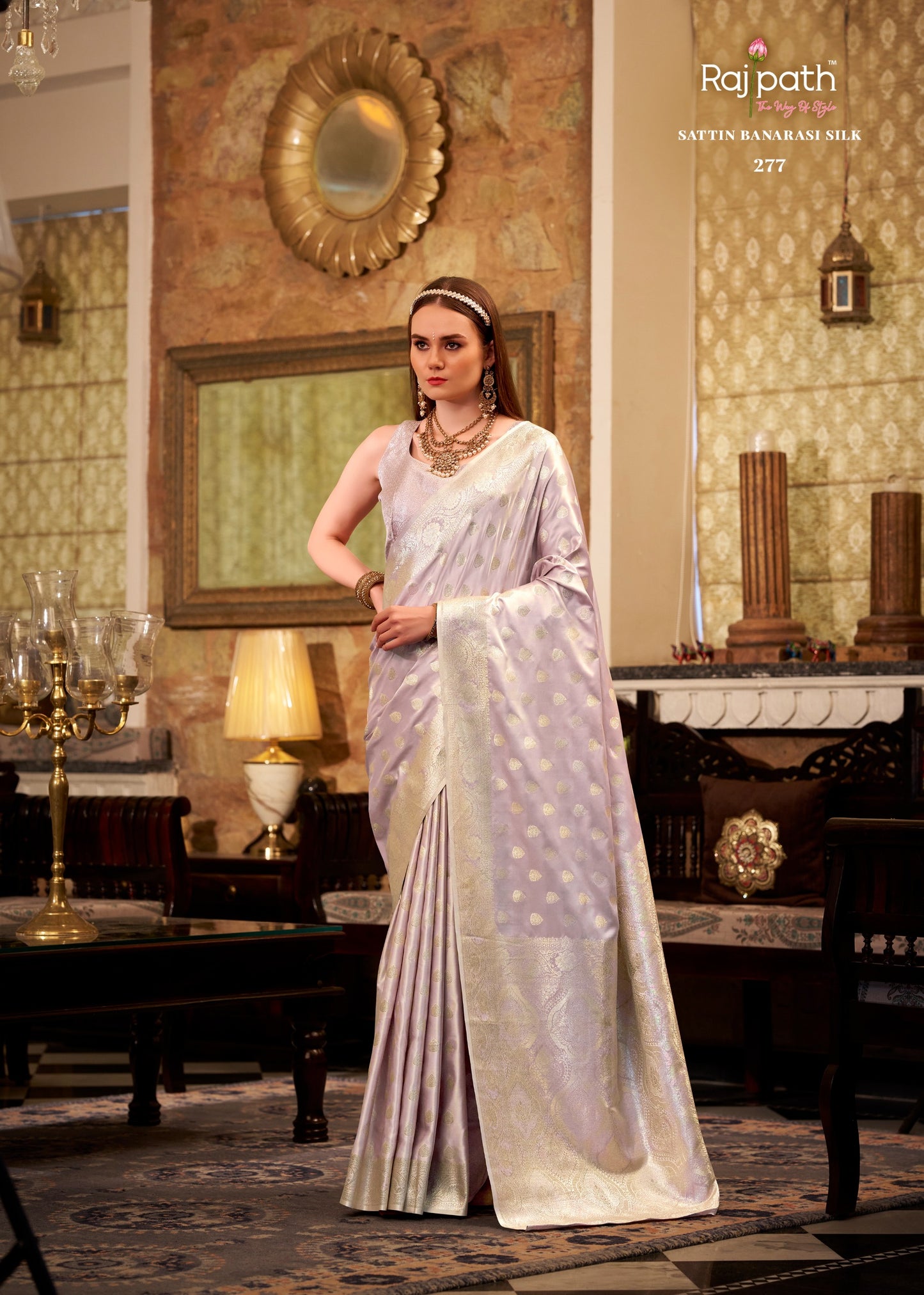 277 Shella Gold Rajpath Satin Silk Sarees