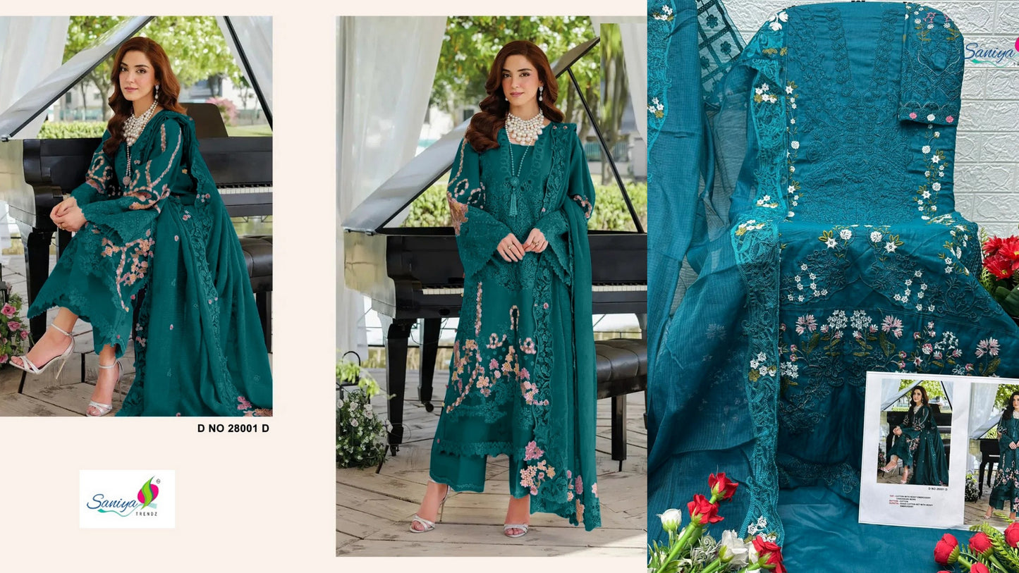 28001-D Elaf Vol 28 Saniya Trendz Cotton Pakistani Salwar Suits