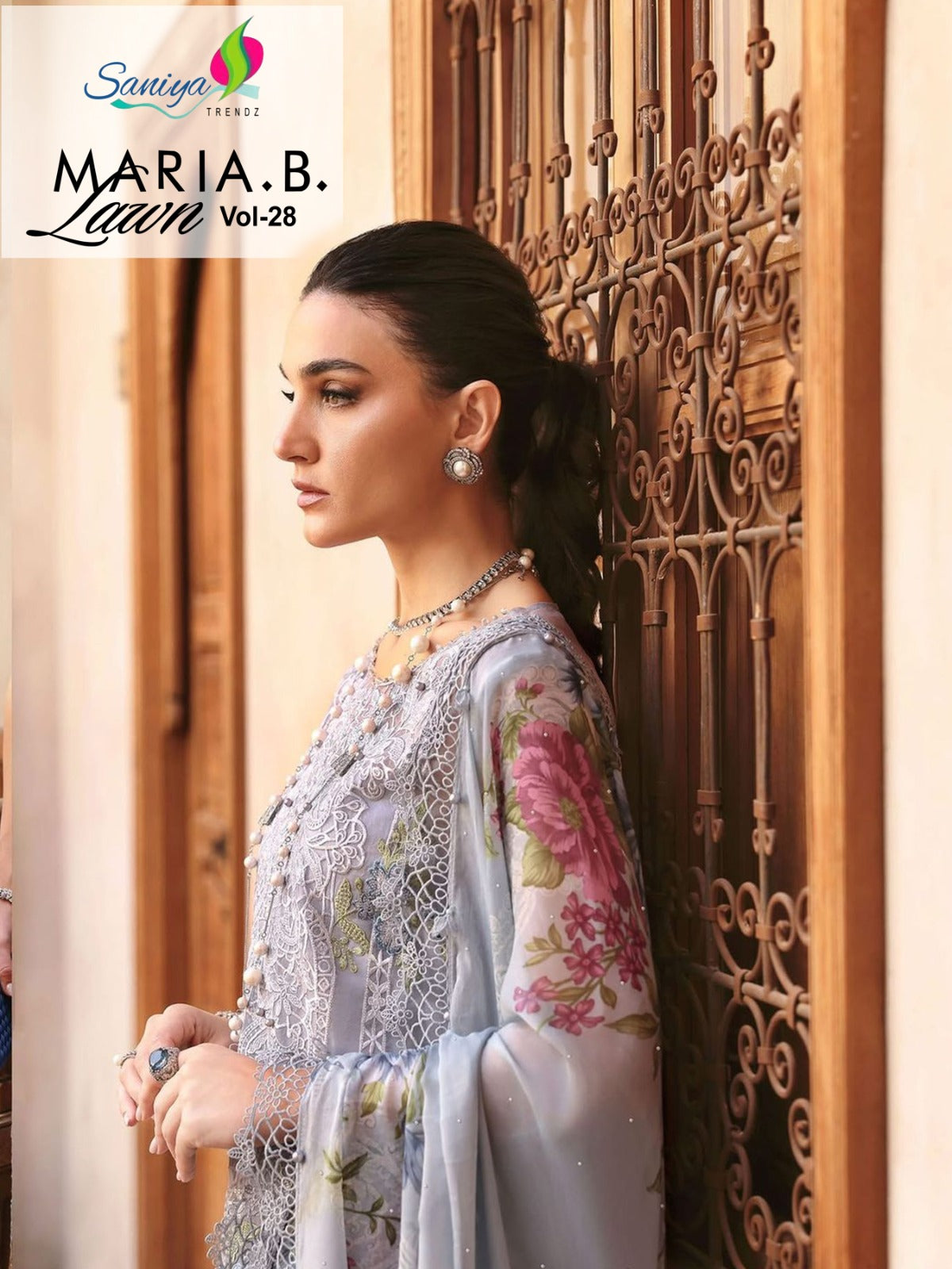 28002 Maria B Lawn Vol 28 Saniya Trendz Embroidery Pakistani Salwar Suits