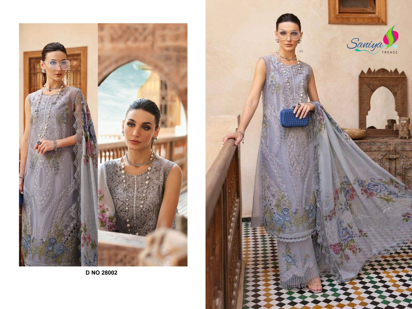 28002 Maria B Lawn Vol 28 Saniya Trendz Embroidery Pakistani Salwar Suits
