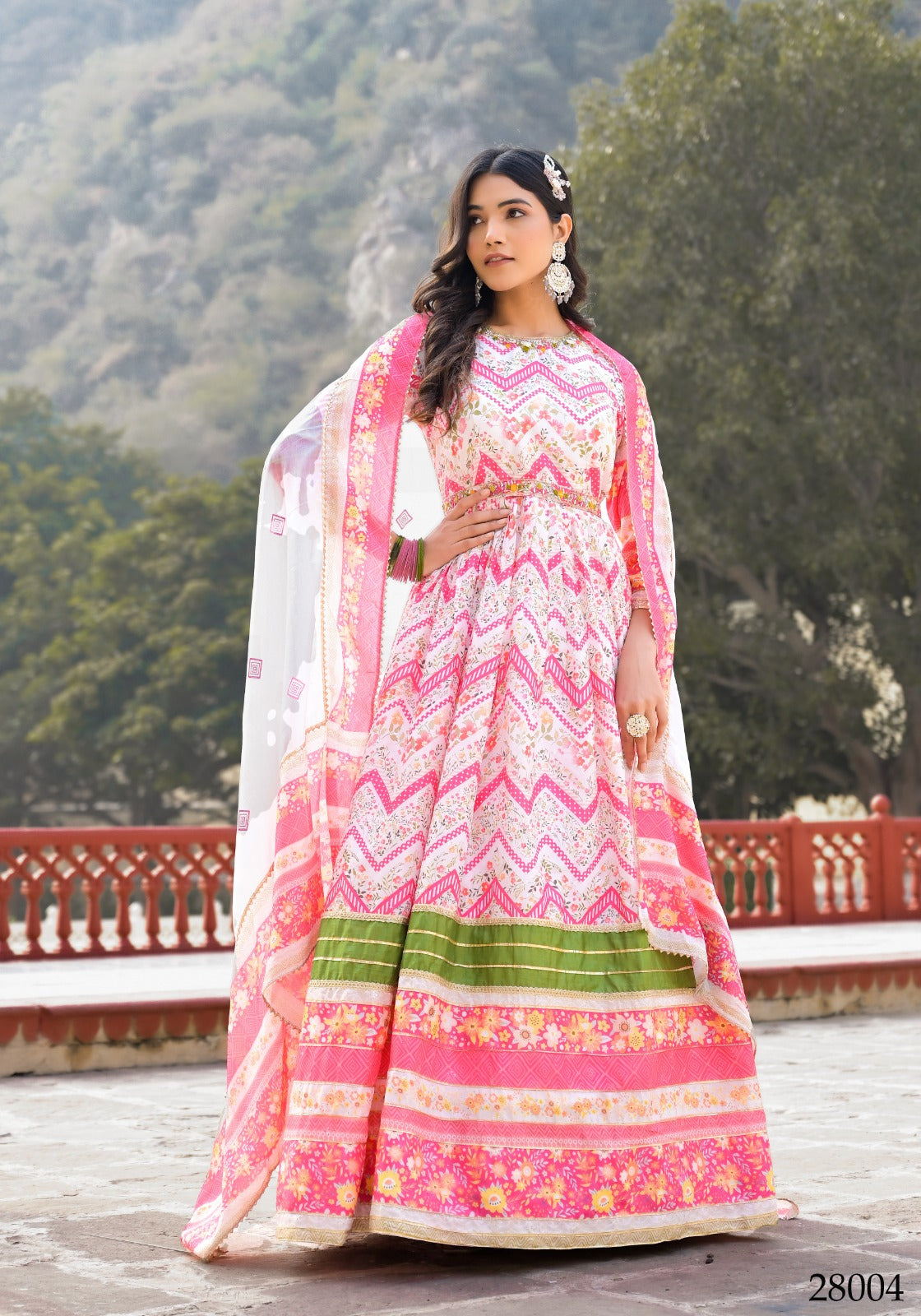 28004 Sanj Tejasvee Digital Print Gown Dupatta Set