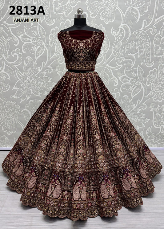 2813A Anjani Art Velvet Lehenga Choli