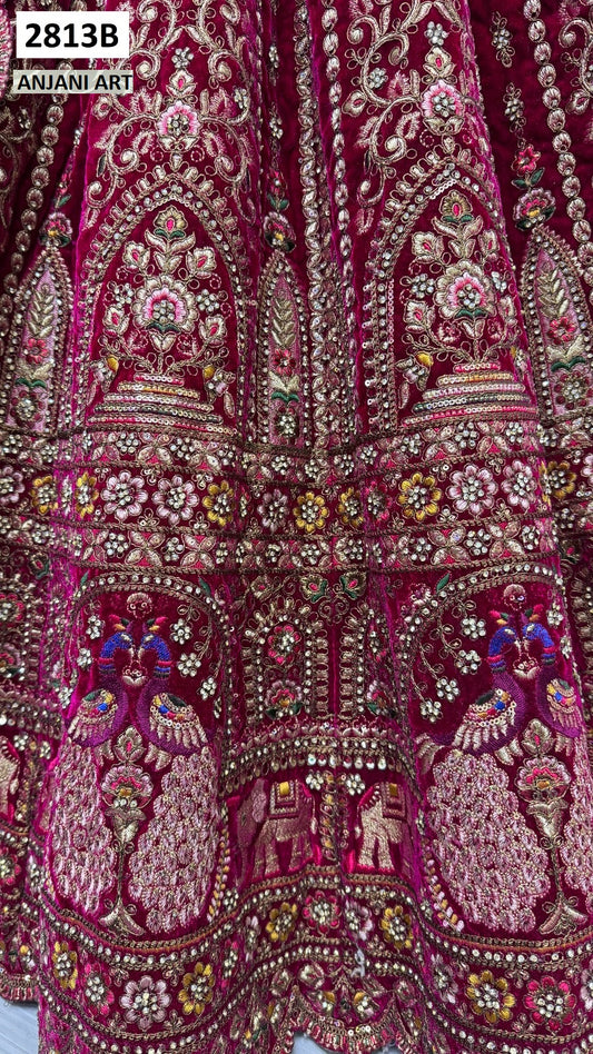 2813B Anjani Art Velvet Lehenga Choli