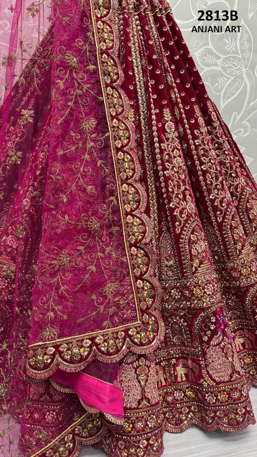 2813B Anjani Art Velvet Lehenga Choli