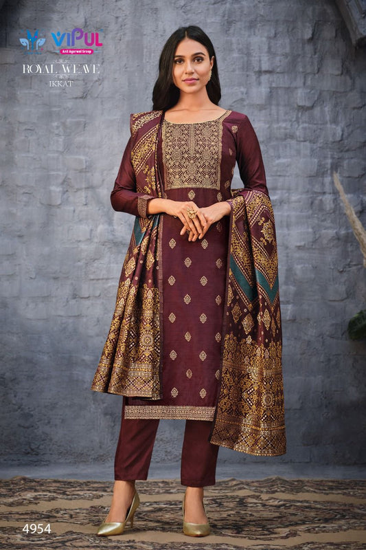 4954 Royal Weave Ikkat Vipul Unstitched Suits
