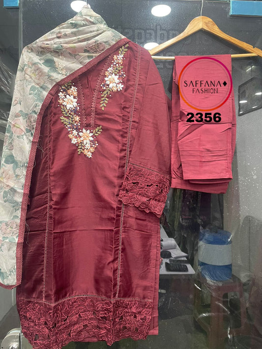2356Red Saffana Pakistani Readymade Suits