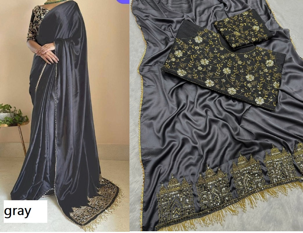 3099Gray Bt Sarees