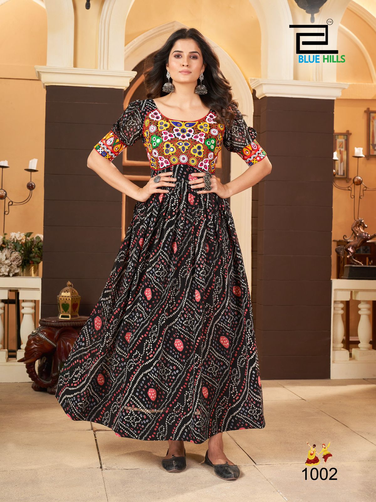 1002 Lehariyo Gamthi Work Bluehills One Piece Gown