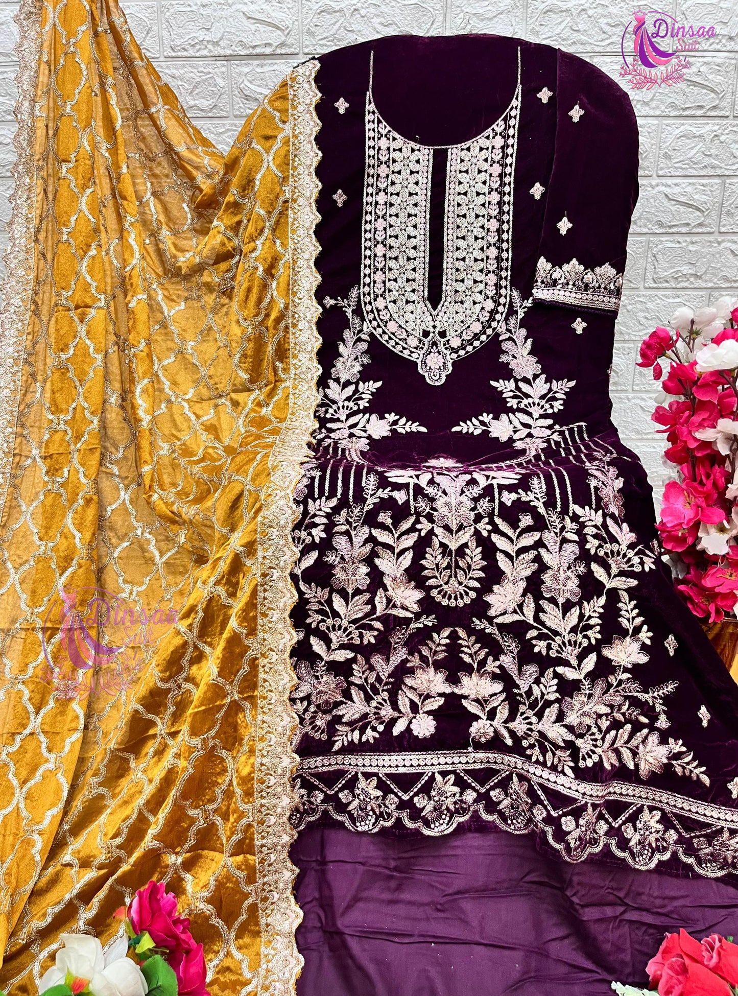 283 Anaya Vol 2 Dinsaa Suit Embroidery Velvet Suits
