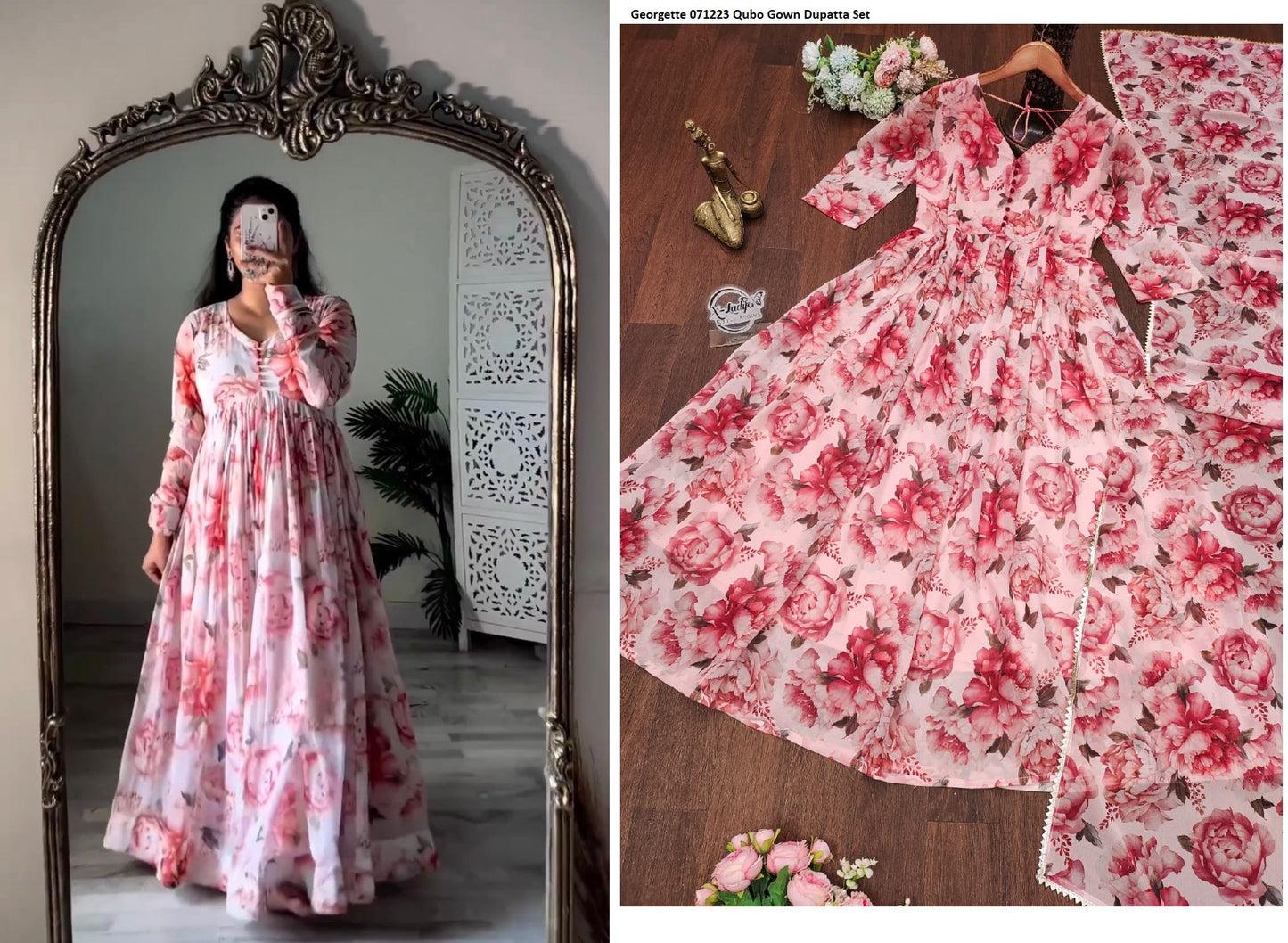 Georgette 071223 Qubo Gown Dupatta Set