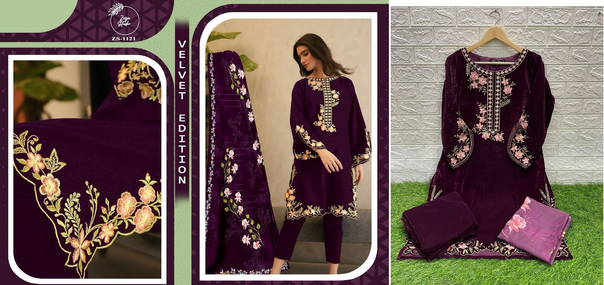 1121 Wine Zoya Studio Pakistani Readymade Suits