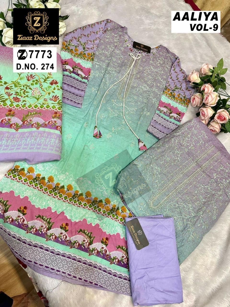 274 Aaliya Vol 9 Ziaaz Designs Pakistani Salwar Suits