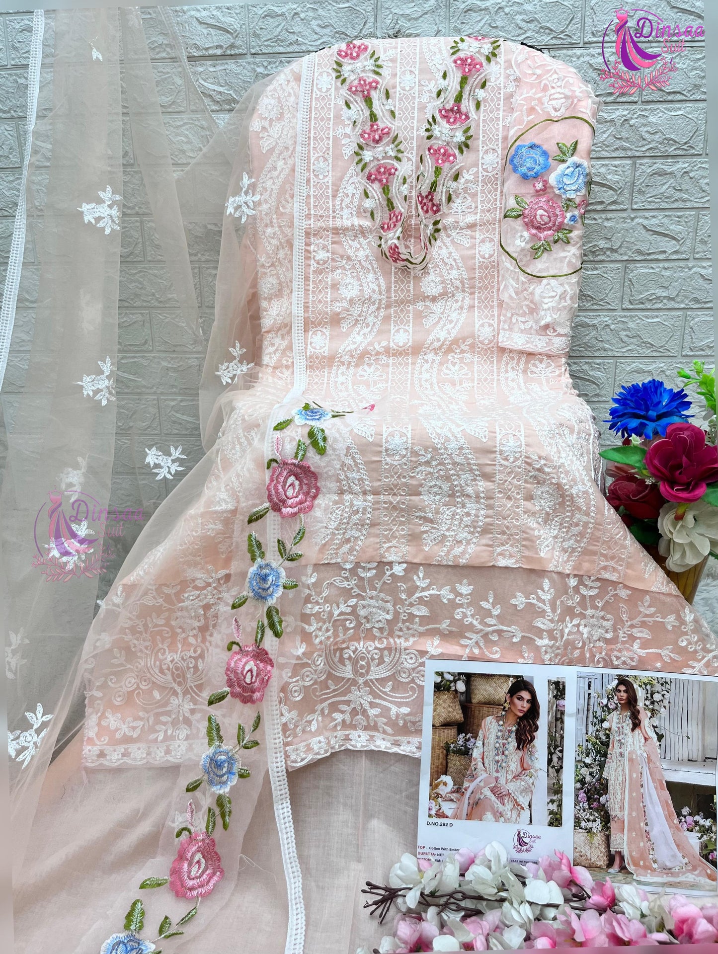 292D Dinsaa Suit Embroidery Pakistani Patch Suits