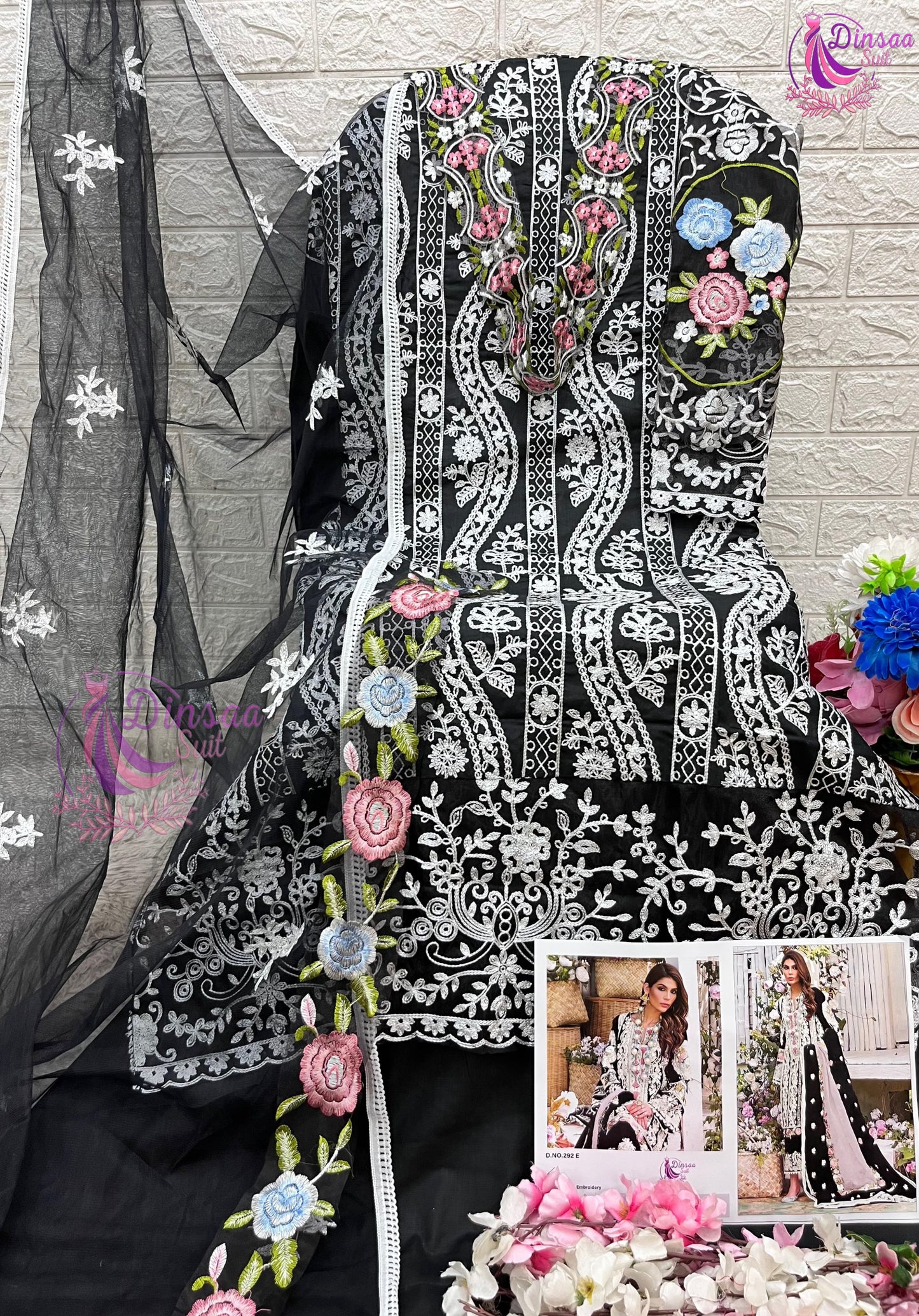 292E Dinsaa Suit Embroidery Pakistani Patch Suits