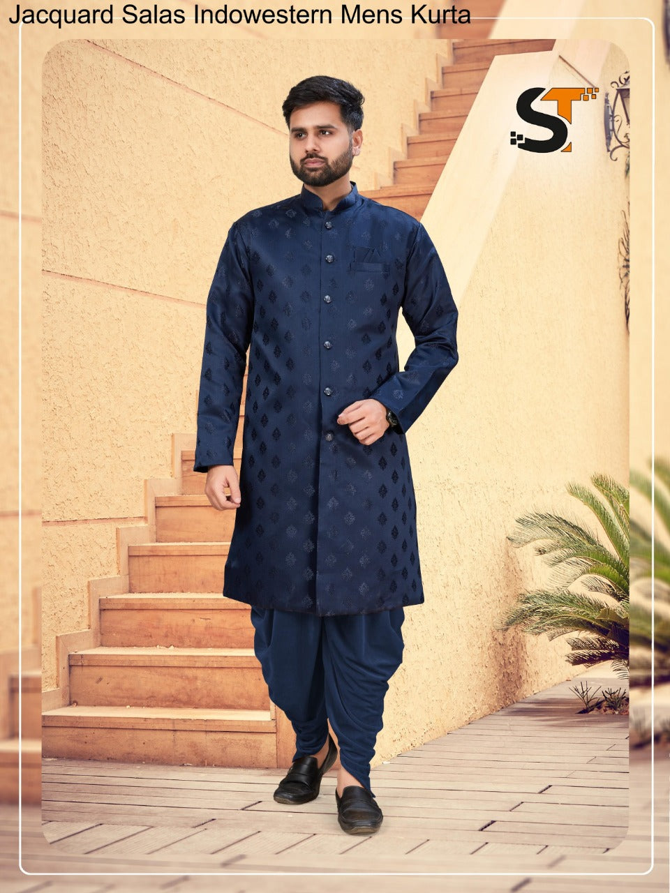 Jacquard Salas Indowestern Mens Kurta