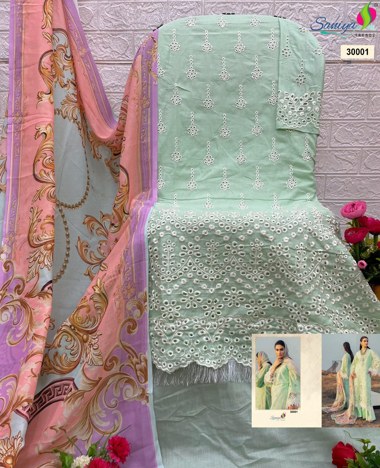 30001 Adan Libas Chikankari Vol 30 Saniya Trendz Cotton Pakistani Salwar Suits
