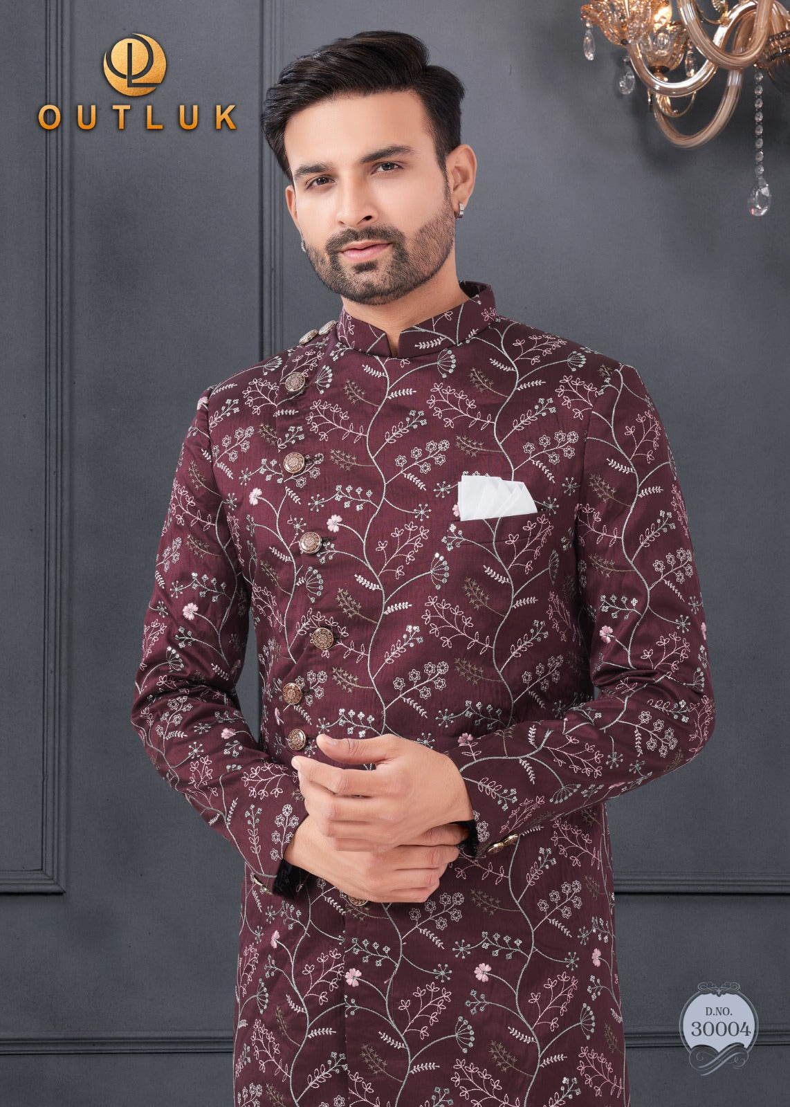 30004 Wedding Collection Vol 30 Outluk Embroidery Mens Kurta Pyjama