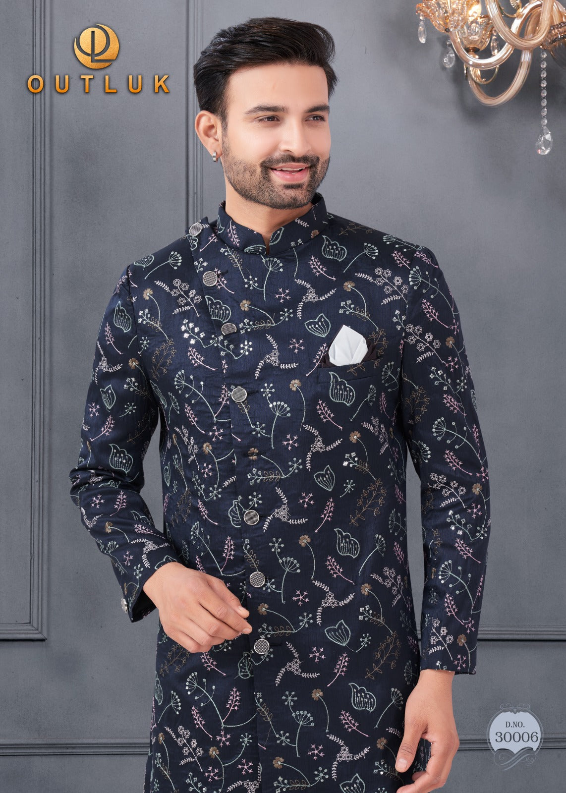 30006 Wedding Collection Vol 30 Outluk Embroidery Mens Kurta Pyjama