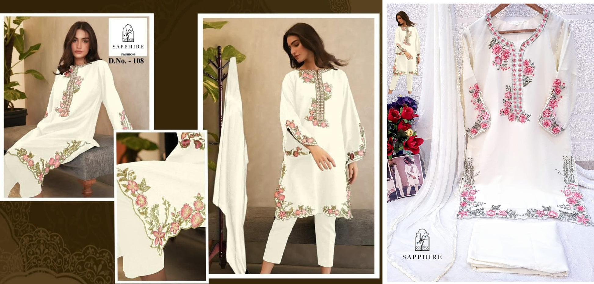 108 White Sapphire Pakistani Readymade Suits