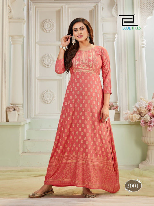 3001 Bela Printed Bluehills One Piece Gown