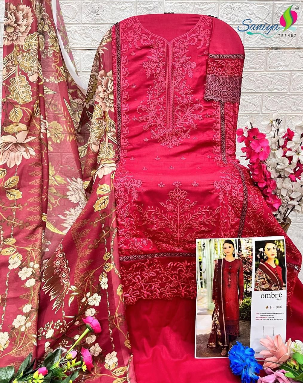 3002 Ombre Vol 4 Saniya Trendz Embroidery Pakistani Salwar Suits