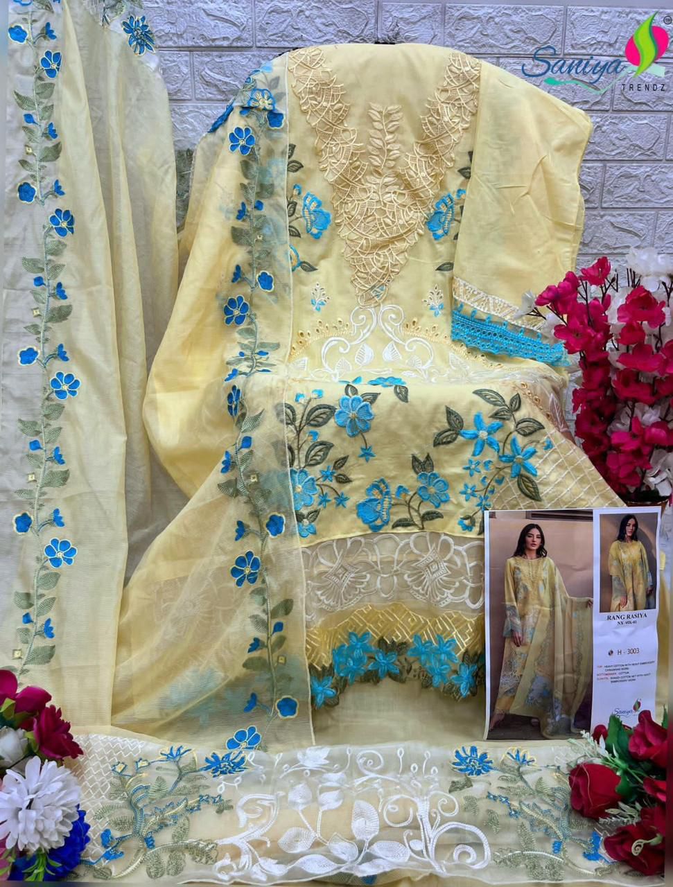 3003 Rang Rasiya Color Edition Nx Vol 3 Saniya Trendz Cotton Pakistani Salwar Suits