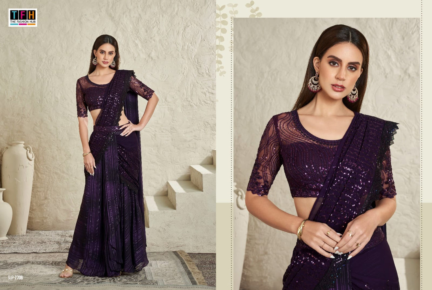 7706 Super Star Tfh Ready To Wear Saree