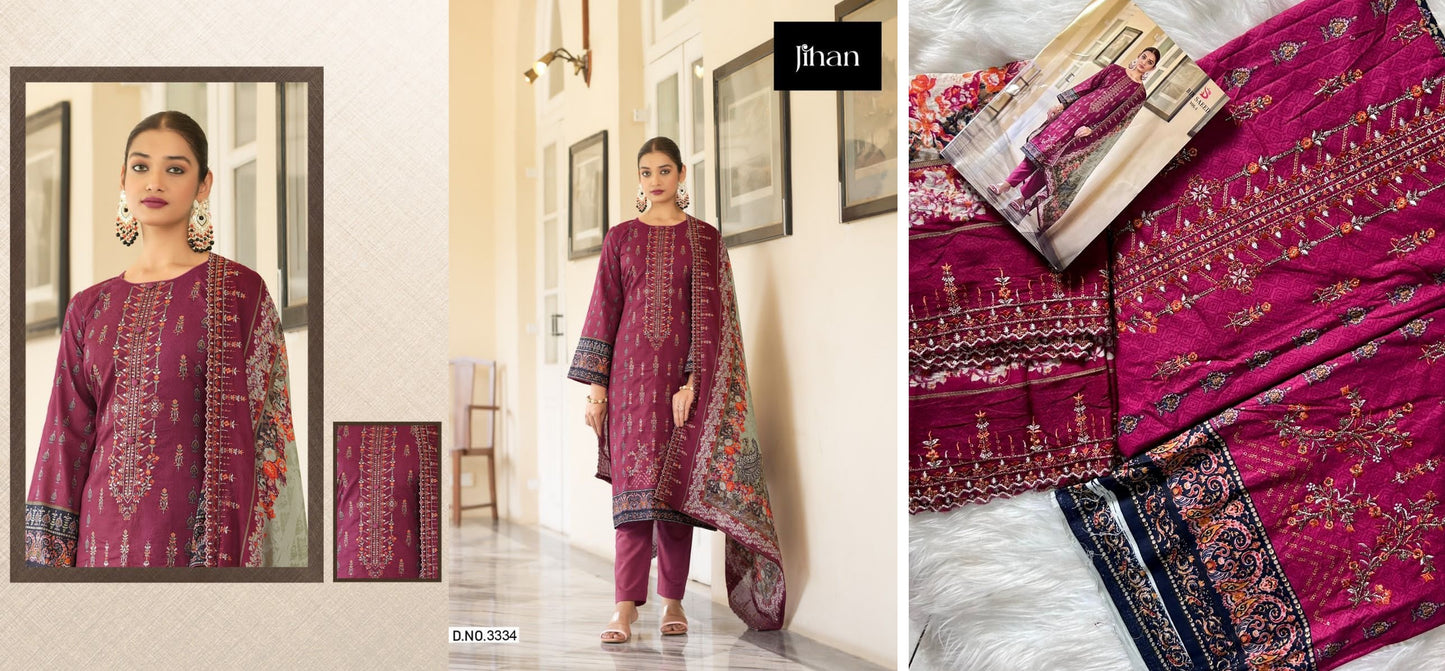 3334 Maroon Jihan Pakistani Salwar Suits