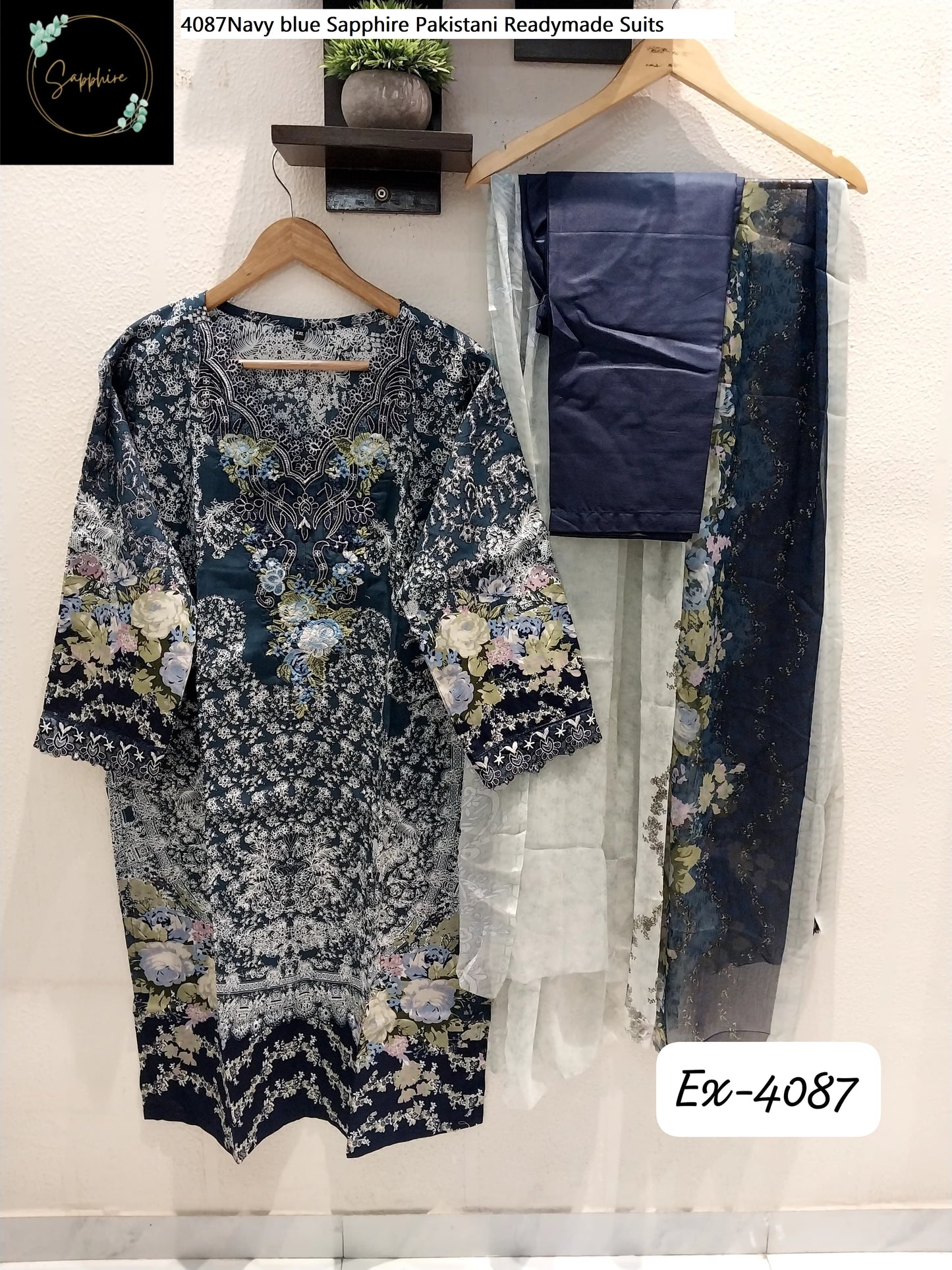 4087Navy Blue Sapphire Pakistani Readymade Suits
