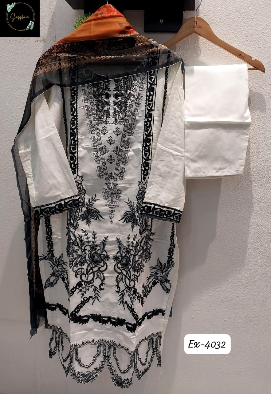 Ex-4032 White Sapphire Pakistani Readymade Suits